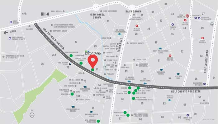 M3M Broadway Location Map