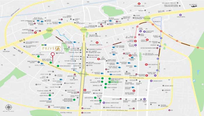 M3M Prive 73 Location Map