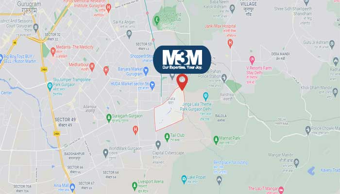 M3M Sector 58 Gurugram Location Map