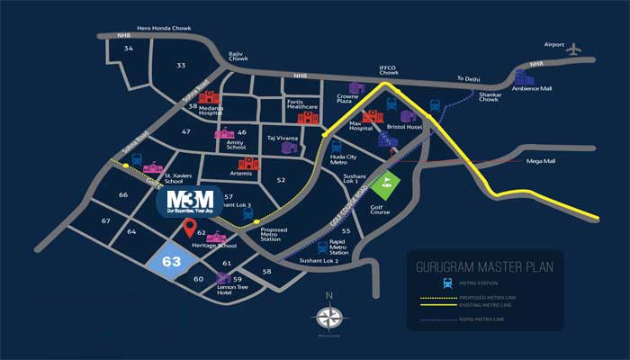M3M Sector 62 Gurugram Location Map