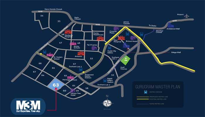 M3M Floors Sector 63 Gurugram Location Map