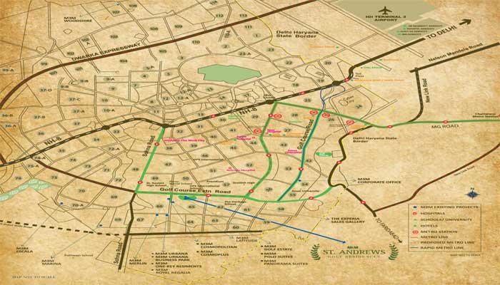 M3M St. Andrews Golf Residences Location Map